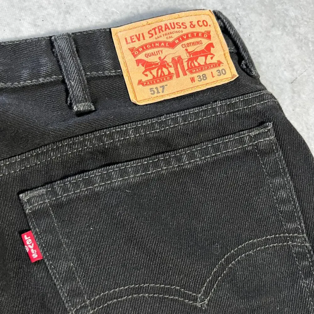 Levi's 517 Bootcut Men's Size 38x30 Black Jeans Slim Flare Denim